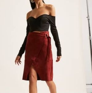 Faux Suede Wrap Skirt